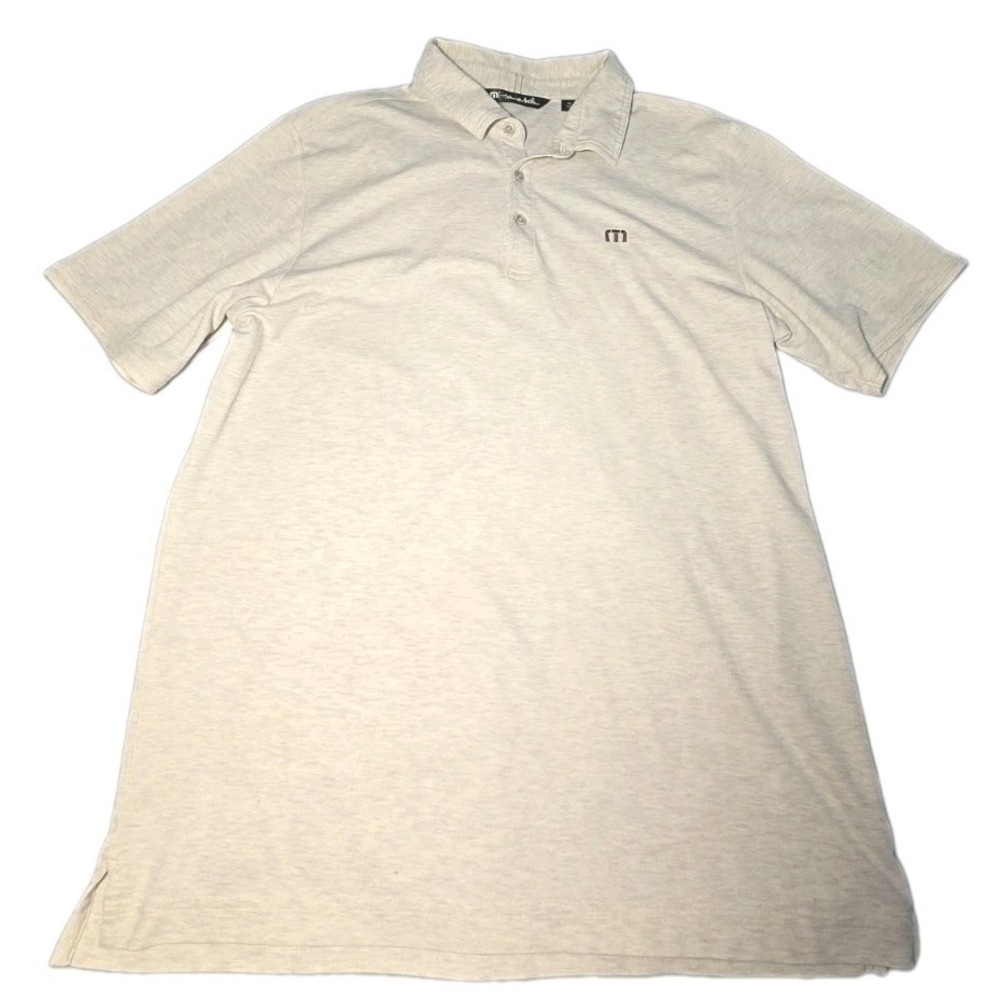 Travis Mathew Polo Shirt Mens Medium Gray Stripped Heather Golf Performance